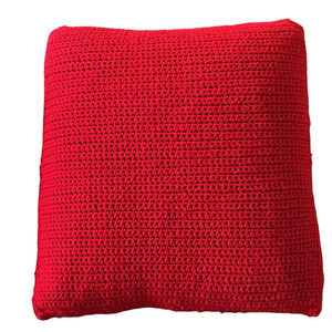 Hand Crafted Patriotic Red Knit Throw Pillow Cover 18 x 18 Hand Crochet Heirloom